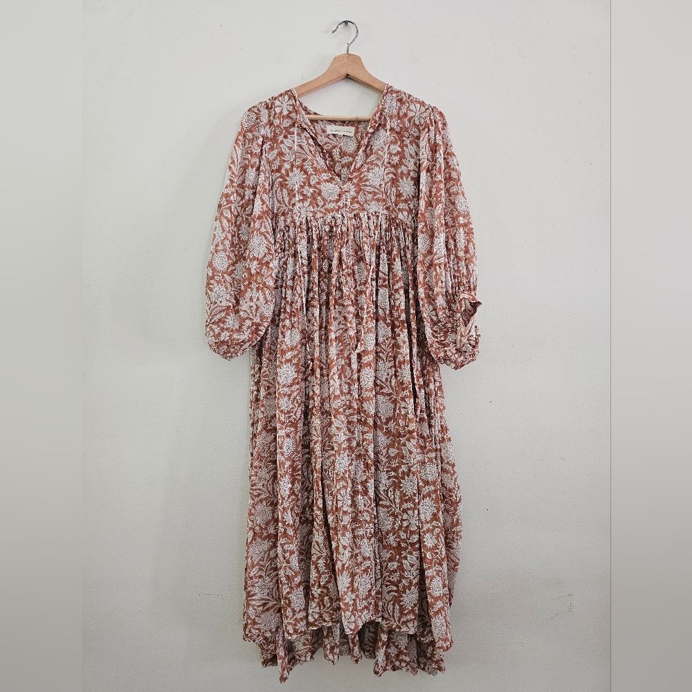 Daughters of India Flowy Floral Dress Large 100% Cotton